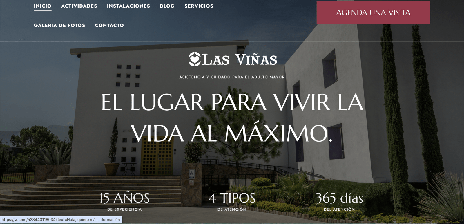 En SODA desarrollamos la página web de Casa de Retiro Las Viñas en WordPress, con múltiples secciones, navegación intuitiva y diseño adaptable a todos los dispositivos.